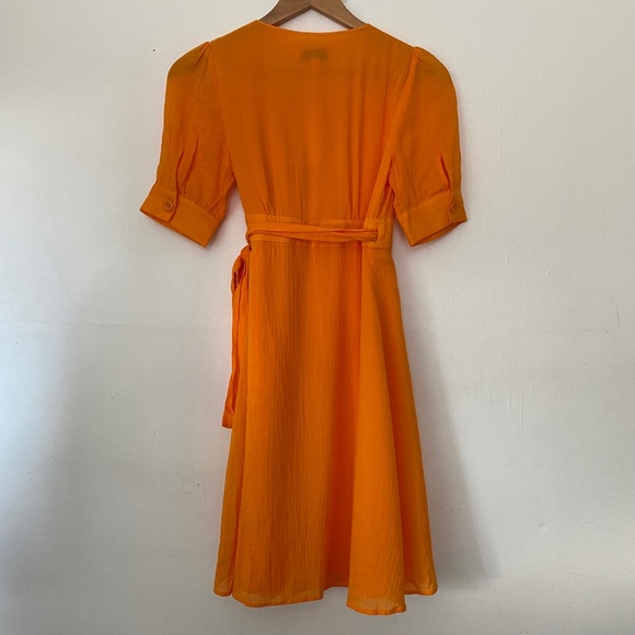& Other Stories Orange Cotton Blend Wrap Mini Dress - Picture 4 of 5